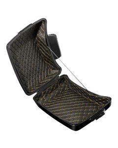 HOGWORKZ® Chopped Tour Pack Liner | Black w/ Gold Stitching for Harley FLH/ 97-24
