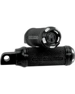 Performance Machine Black Contrast Apex Foot Pegs 90 Degee Male Mount for Harley