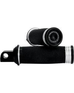 Performance Machine Black Contrast Merc Foot Pegs 45 Degee Male Mount for Harley