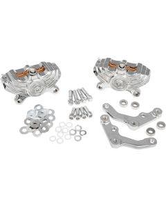 Performance Machine PM Chrome Vintage Dual Front Brake Caliper Harley 13"