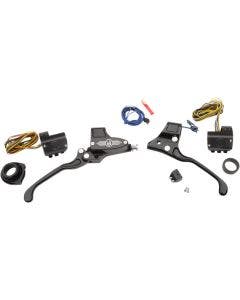 Performance Machine Black Contrast Cut 9/16 Handlebar Control Kit Cable 3 Button