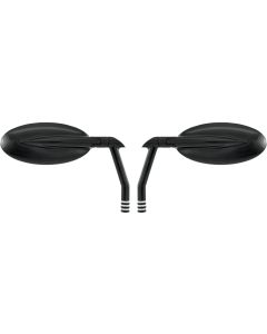 Performance Machine PM Black Contrast Cut Vision Oval Handlebar Mirrors Pair Harley