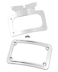 Mid USA 13122 Chrome Curved License Plate Frame OE 67900056 Harley FLH/T 06-09