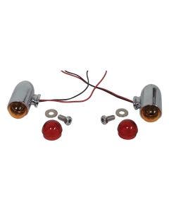Chrome Bullet Style LED Turn Signal Kits Harley Big Twin 74-06 or Custom 12V