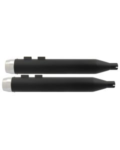 Power House Black 4.5 Slip-On Mufflers Chrome Tapered Tip Harley M8 17-Up