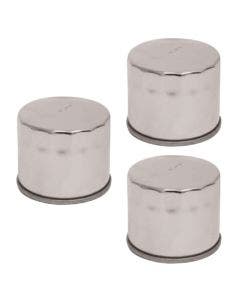 Mid-USA 87172 (x3) Chrome Oil Filter 99-Earlier Big Twin 5 Speed OEM 63796-77T