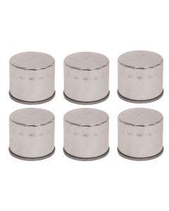 Mid-USA 87172 (x6) Chrome Oil Filter 99-Earlier Big Twin 5 Speed OEM 63796-77T