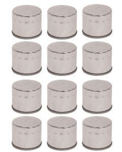 Mid-USA 87172 (x12) Chrome Oil Filter 99-Earlier Big Twin 5 Speed OEM 63796-77T