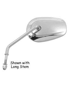Mid-USA 47040 Chrome Left Side Short Stem Tapered Mirror Harley Repl 91845-03B