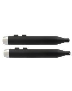 Power House Black 4" Slip-On Mufflers Chrome Tips Harley M8 17-Up