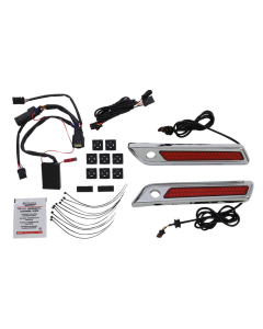 Custom Dynamics Saddlebag Hinge Cover W/Red Chrome 4 Harley 14-23 FL Models