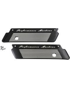 Performance Machine Black Contrast Fluted Saddlebag Latch Covers Harley FL 93-13