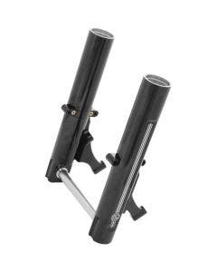PM Radial Caliper Black Contrast Dual Disc Lower Legs Sliders Harley 08-13 FLH