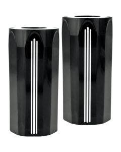 PM  Black Contrast Cut Tech Upper Slider Cow Bells for Harley Touring Models 14-15 | 0208-2102-BM