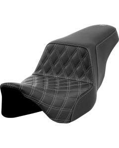 Saddlemen Step-Up Black Front Lattice W/Dark Gray Stitch Seat Harley 08-24 Touring