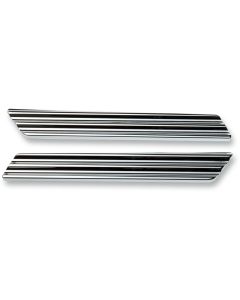 Joker Machine Chrome Finned Saddlebag Lid Hinge Inserts for Harley 14-17