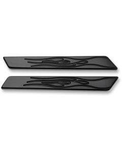 Joker Machine Black Flames Saddlebag Lid Hinge Inserts for Harley 14-17
