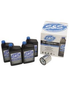 S&S Oil Change Kit 99-17 Harley Twin Cam 4 Quarts 20W-50 & Chrome Oil Filter | 3601-0413