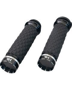 Khrome Werks Black Diamond Grips Tracer for Harley Motorcycles w| 1" Bars TBW