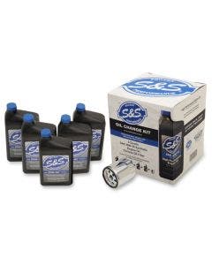 S&S Oil Change Kit 17-18 Harley FL M8 5 Quarts 20W-50 & Chrome Oil Filter | 3601-0492