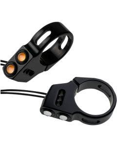 Joker Machine Black 41mm Fork Mount LED Front Rat Eye Amber Turn Signals Harley