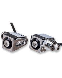 Joker Machine Chrome Single Rat Eye Red LED Turn Signals Harley & Metric