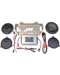 J&M Stage-6 Rokker XXR 400W Amp/Speaker Audio Kit 4 Harley 14-23 FLHX/FLHT/FLHTCUTG
