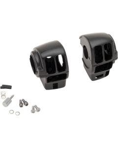 Drag Black 1 1/4" Handlebar Control Radio Switch Housing Kit Harley FLHX 08-13