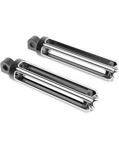 Arlen Ness 10 Gauge Black Cut Male Mount Foot Pegs Pair for Harley / Metric