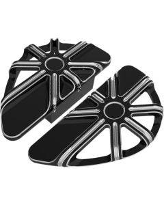 Arlen Ness Black Cut 10 Gauge Passenger Rear Floorboards for Harley FLH ST FLD