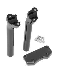 Drag Black 9.5" Tall 1.5" Pullback Forged Aluminum Risers W/ 1" Clamp Harley 