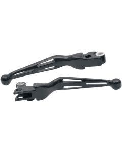 Drag Specialties Matte Black Wide Blade Slotted Hand Levers for Harley 08-13 | 0610-0221
