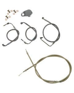 Stainless Braided Kit Cables Kits for 08-13 Harley FLH/T W/O ABS Mini Apes
