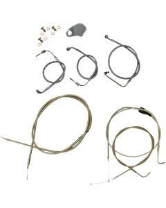 Stainless Braided Kit Cables Kits for 96-07 Harley FLTR FLHR Extra Wide Bars