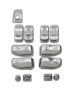 Drag Chrome 12 Piece Handlebar Control Switch Cap Set W/ Triggers Harley 14-17