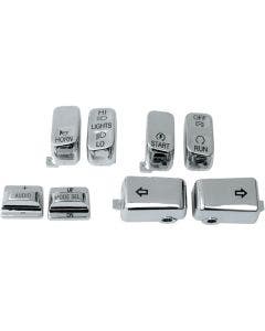 CCI Chrome 8 Piece Handlebar Control Switch Key Cap Set Harley FLH 96-13 Radio | 659352