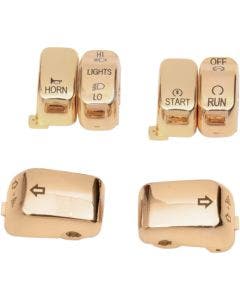 CCI Gold 6 Piece Handlebar Control Switch Key Cap Set Dyna Softail XL FLHT
