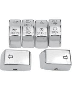 Drag Chrome 6 Piece Handlebar Control Switch Key Cap Set Harley Dyna Softail