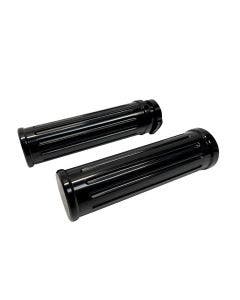 Pro-One 500560B Black Billet Aluminum Ball-Milled Grips Pair 1" Handlebar Harley