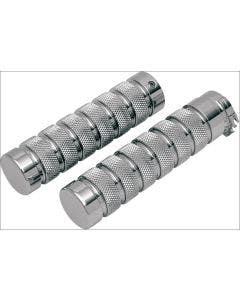 Accutronix Custom Gothic Knurled Notched Style Chrome Hand Grips for Harley Cable Throttle