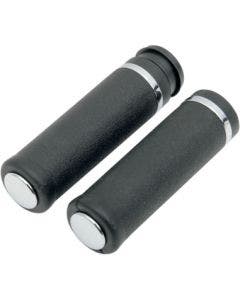 Drag Specialties Rubber Grips Chrome Rings and End Caps Harley Cable Throttle