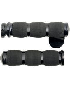 Avon 3 Ring w/ Throttle Boss Black Anodized Air Cushion Hand Grips Indian 14-17