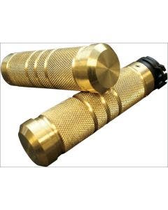Accutronix Custom Gothic Style Knurled Grooved Brass Hand Grips for Harley Cable Throttle