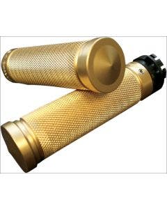 Accutronix Custom Gothic Style Knurled Brass Hand Grips for Harley Cable Throttle