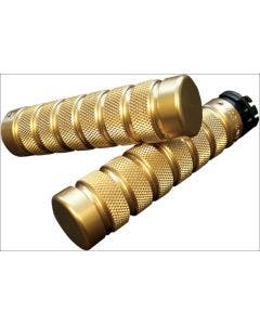 Accutronix Custom Gothic Style Knurled Notched Brass Hand Grips for Harley Cable Throttle