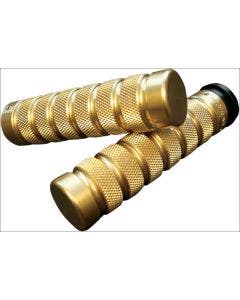 Accutronix Custom Gothic Style Knurled Notched Brass Hand Grips for Harley Throttle By Wire