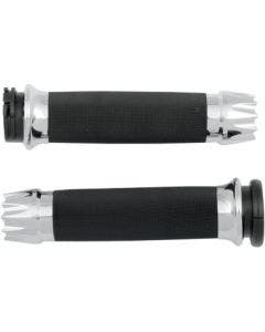 Avon Grips Chrome Excalibur Custom Grips for Harley Cable Throttle 80-21