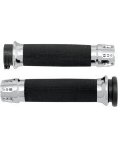 Avon Grips Chrome Gatlin Custom Grips for Harley Cable Throttle 80-21