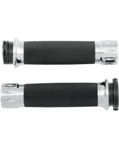 RC Components Custom Chrome Rival Grips for Harley Cable Models 84-13