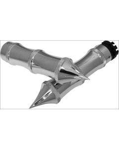 Accutronix Custom Gothic Tribal Style Chrome Hand Grips for Harley Cable Throttle
